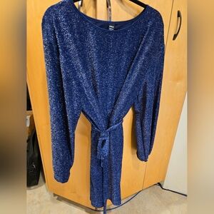 Sparkling Blue Long Sleeve Dress XL